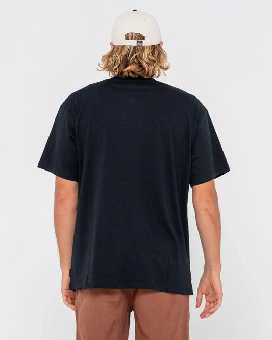 Rusty Boxed Out Centre Front Short Sleeve Tee - Black/White - Guys & Girls Surf n Street