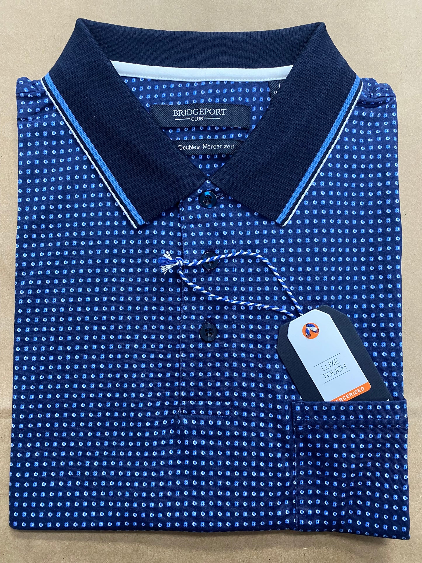 Bridgeport Luxe Touch Double Mercerized Cotton Polo B2572 - Navy