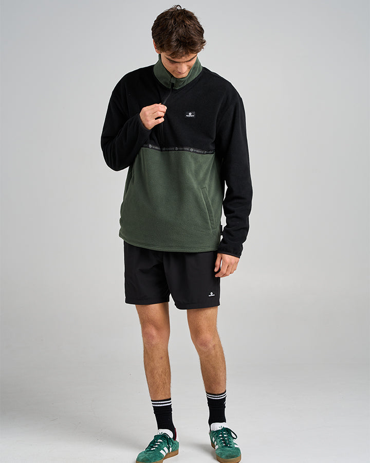 The Mad Hueys Tidal Quarter Zip Oil Green - Oil Green