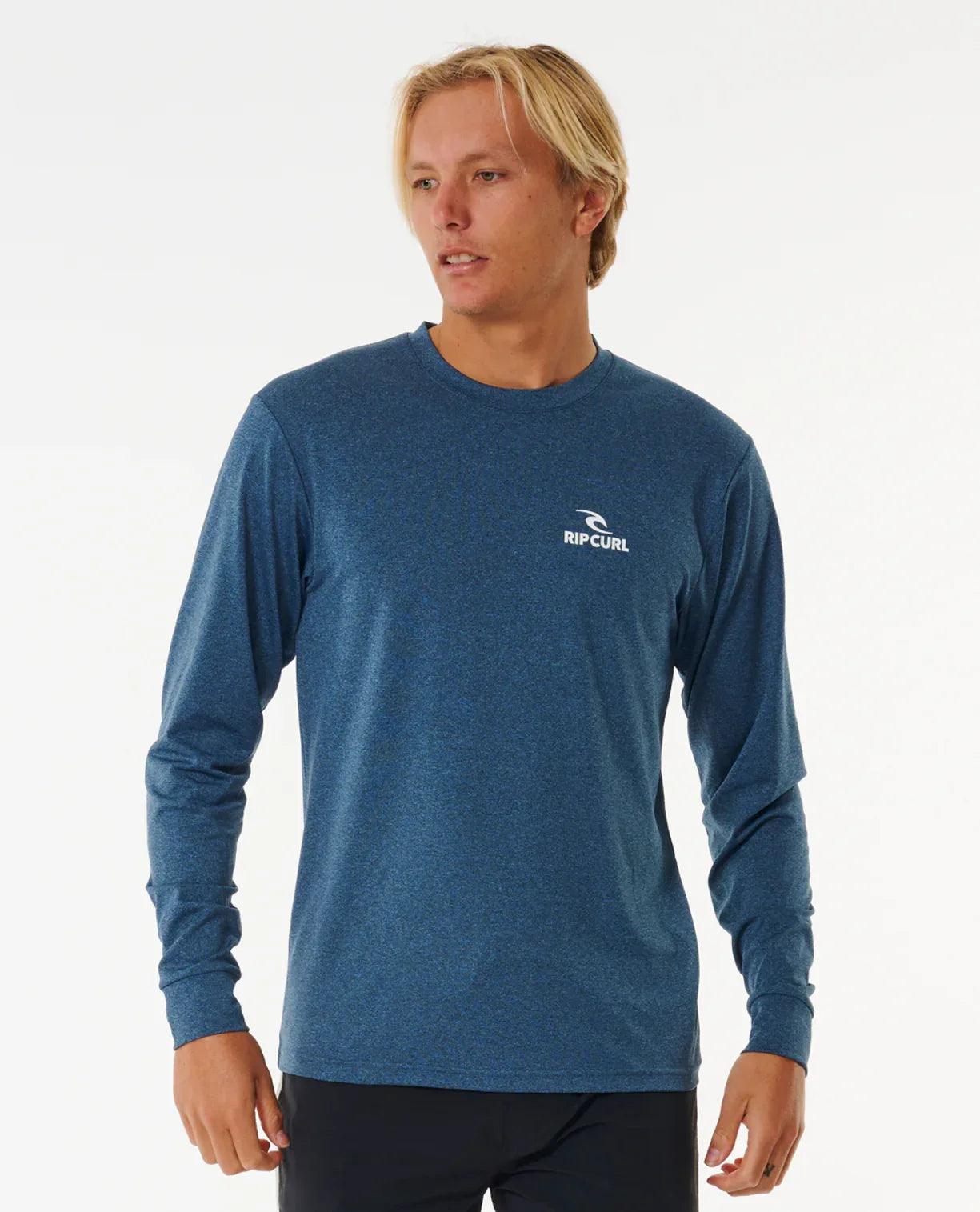 Rip Curl Stack Brand Icon UPF LS Rash Vest - Navy Marle - Guys & Girls Surf n Street