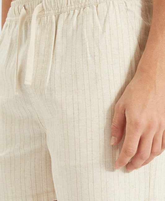 Nomadic Paradise Paloma Linen Striped Shorts - Oatmeal - Guys & Girls Surf n Street