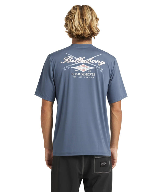 Billabong Crossboards LF SS Rash Vest - Real Teal - Guys & Girls Surf n Street