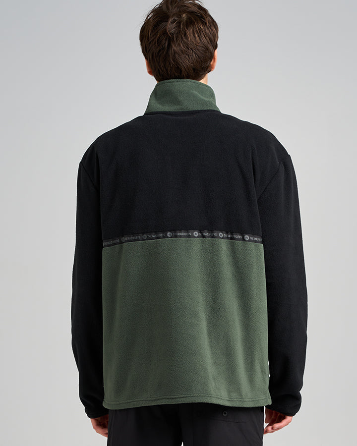 The Mad Hueys Tidal Quarter Zip Oil Green - Oil Green