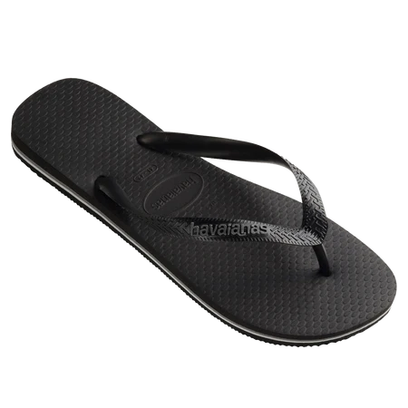 Havaianas Rubber Logo Thongs - Black/Steel Grey