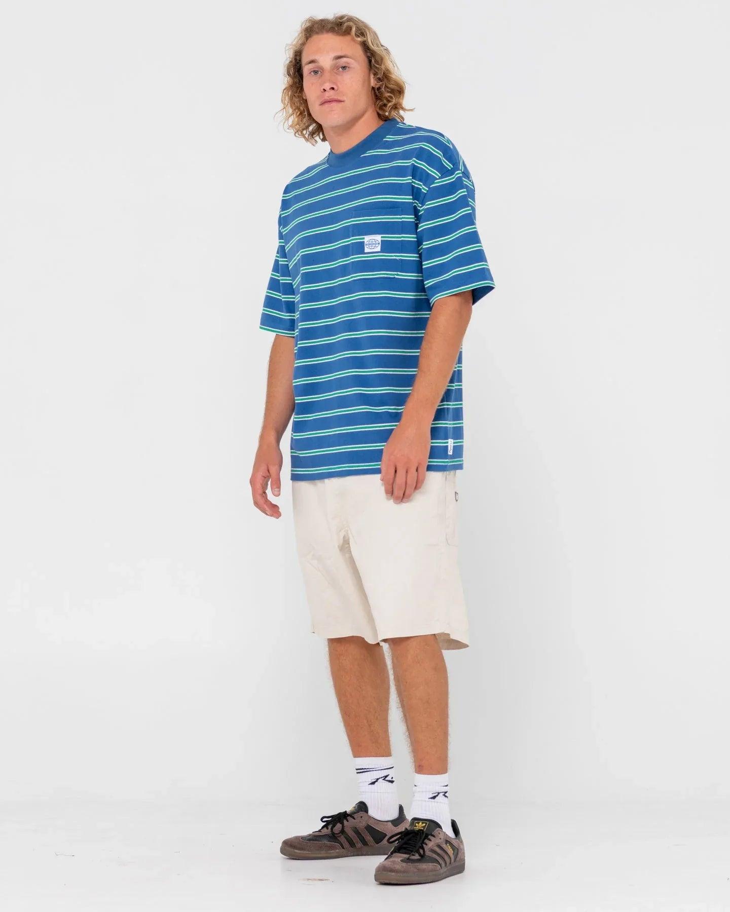 Rusty Inspectah Deck Short Sleeve Heavy Tee - Delft Blue - Guys & Girls Surf n Street