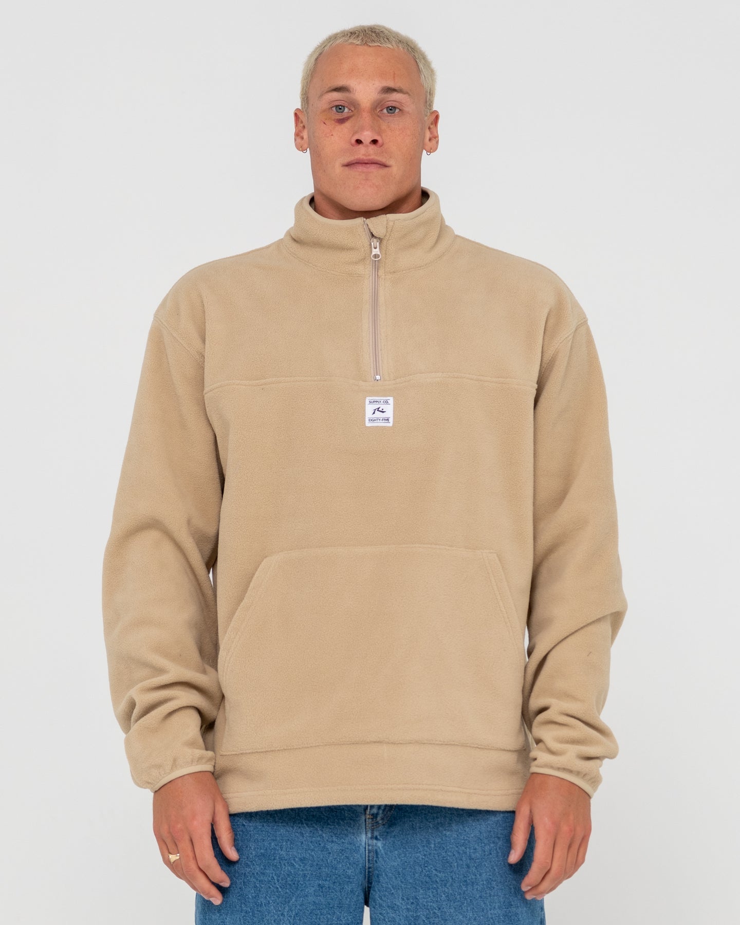 Rusty Core Division Polar Fleece Quarter Zip - Abbey Stone