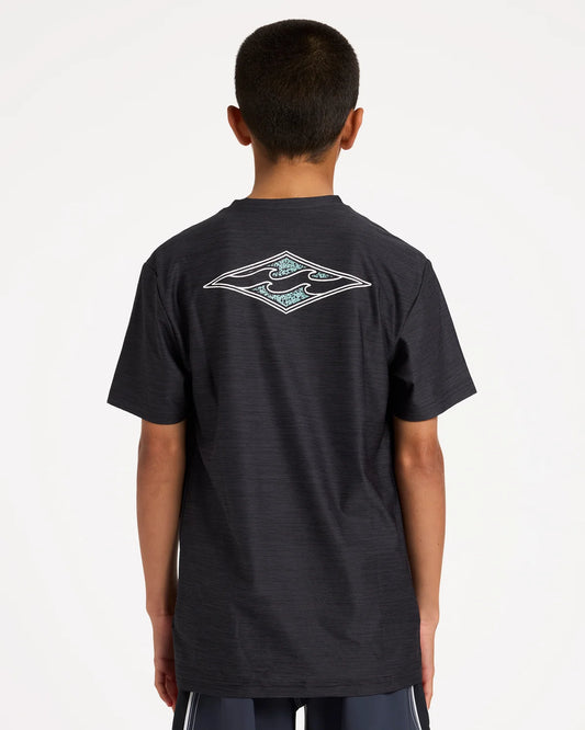Billabong Boys Diamond Shoreline Short Sleeve Rash Vest - Black Heather