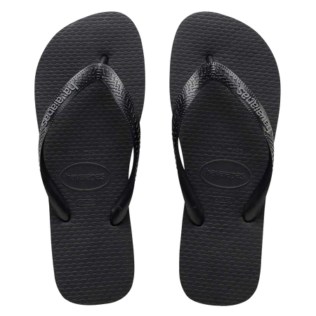 Havaianas Rubber Logo Thongs - Black/Steel Grey