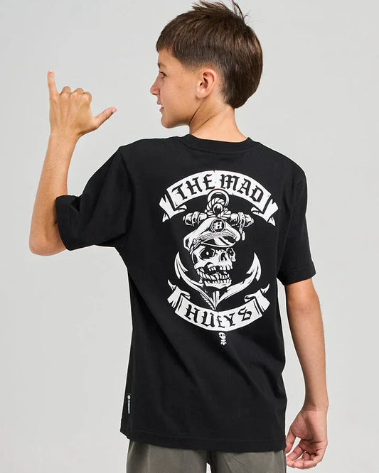 The Mad Hueys Sailor Anchor Youth SS Tee - Black - Guys & Girls Surf n Street