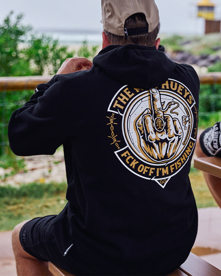 The Mad Hueys Fk Off Fish On Hooded Pullover - Black