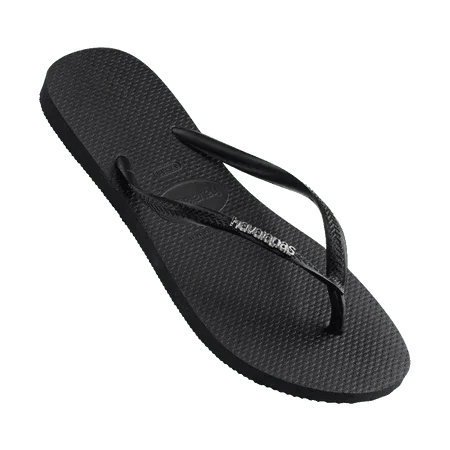 Havaianas Slim Metal Logo Thongs - Black - Guys & Girls Surf n Street