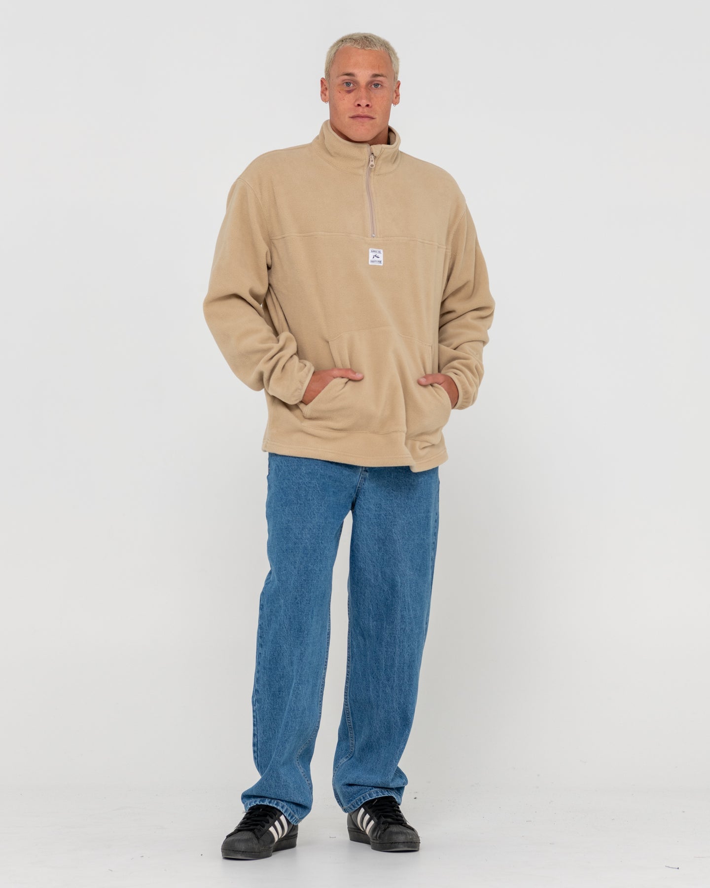 Rusty Core Division Polar Fleece Quarter Zip - Abbey Stone