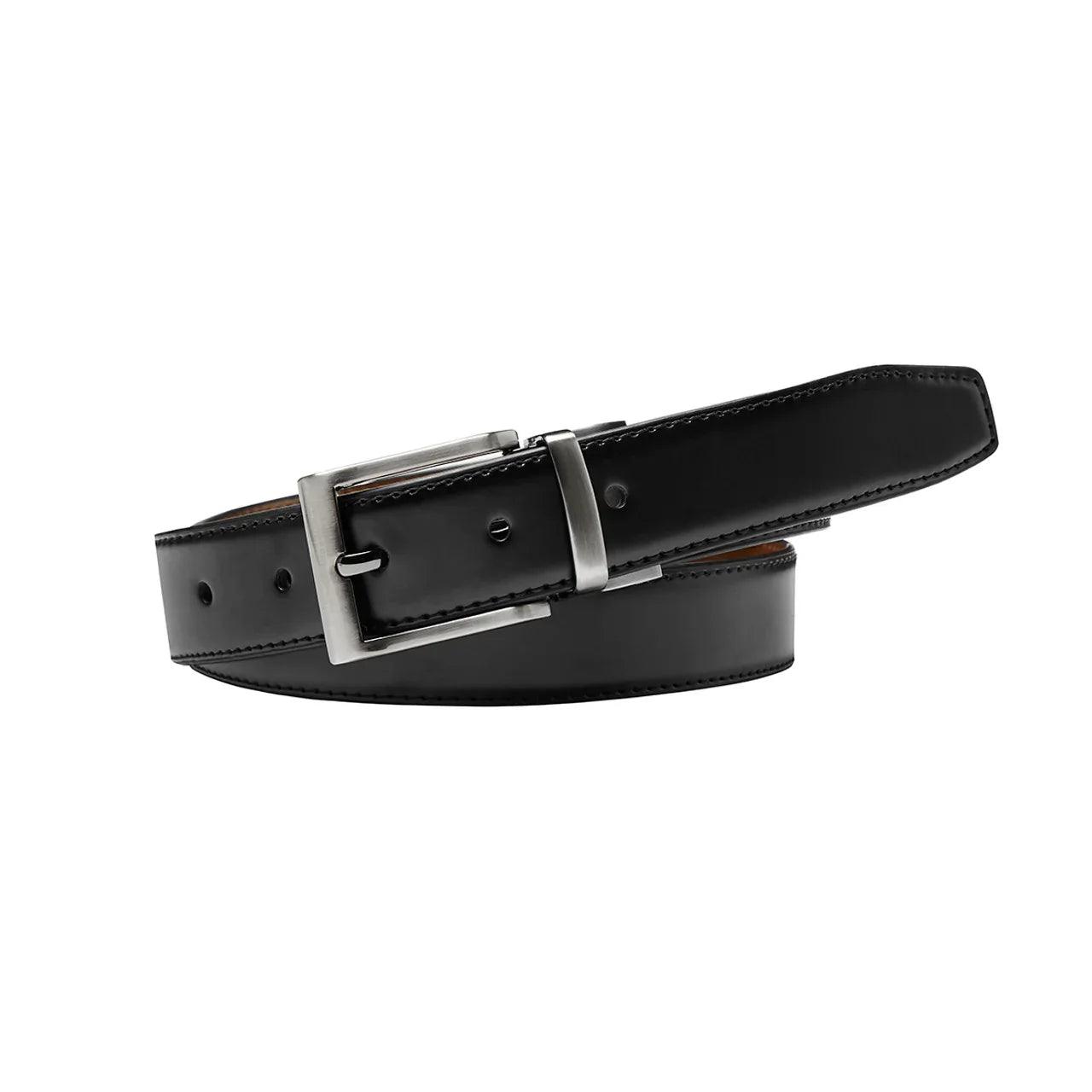BUCKLE BANYAN Black/Brown. Reversible Leather Belt. 30mm width. - Guys & Girls Surf n Street