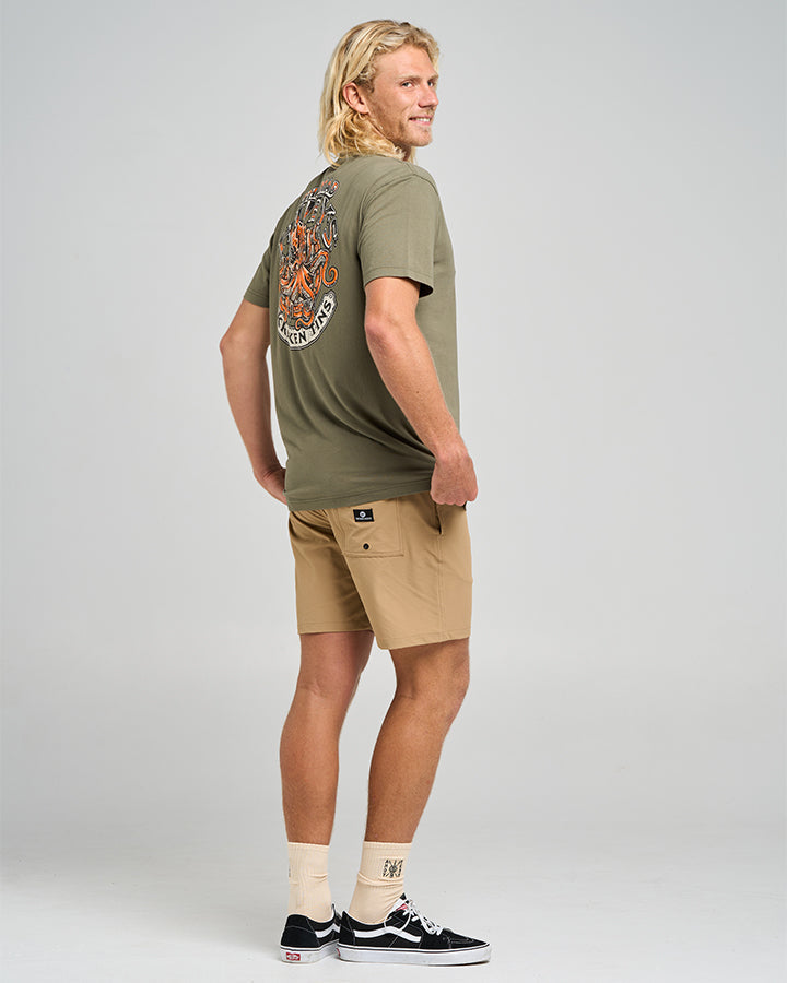 The Mad Hueys Kraken Port Hole SS Tee - Olive