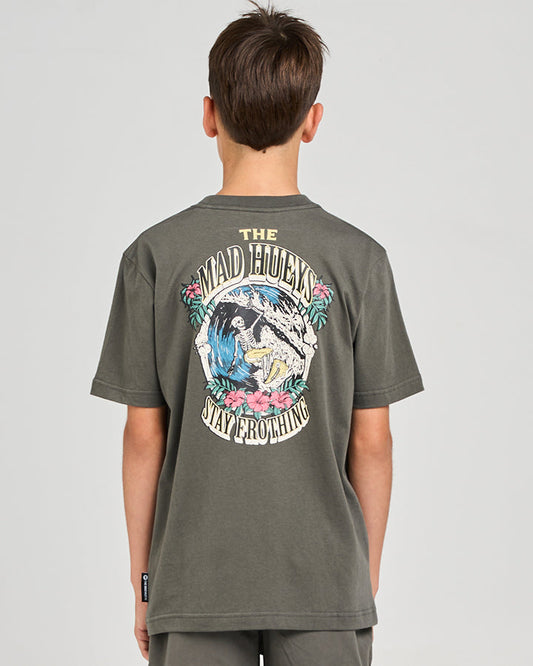 The Mad Hueys Stay Frothing Youth Youth SS Tee - Charcoal