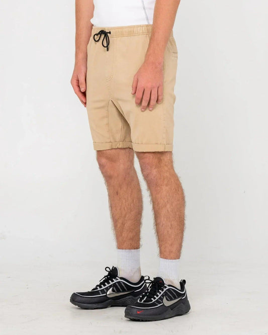 Rusty Hooked On Elastic Short - Khaki - Guys & Girls Surf n Street