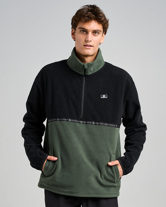 The Mad Hueys Tidal Quarter Zip Oil Green - Oil Green