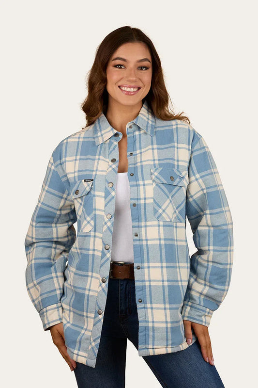 Ringers Western Sadie Womens Sherpa Flannel - Faded Denim / Off White