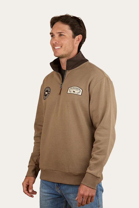 Ringers Western Lachlan Mens 1/4 Zip Crew - Mushroom