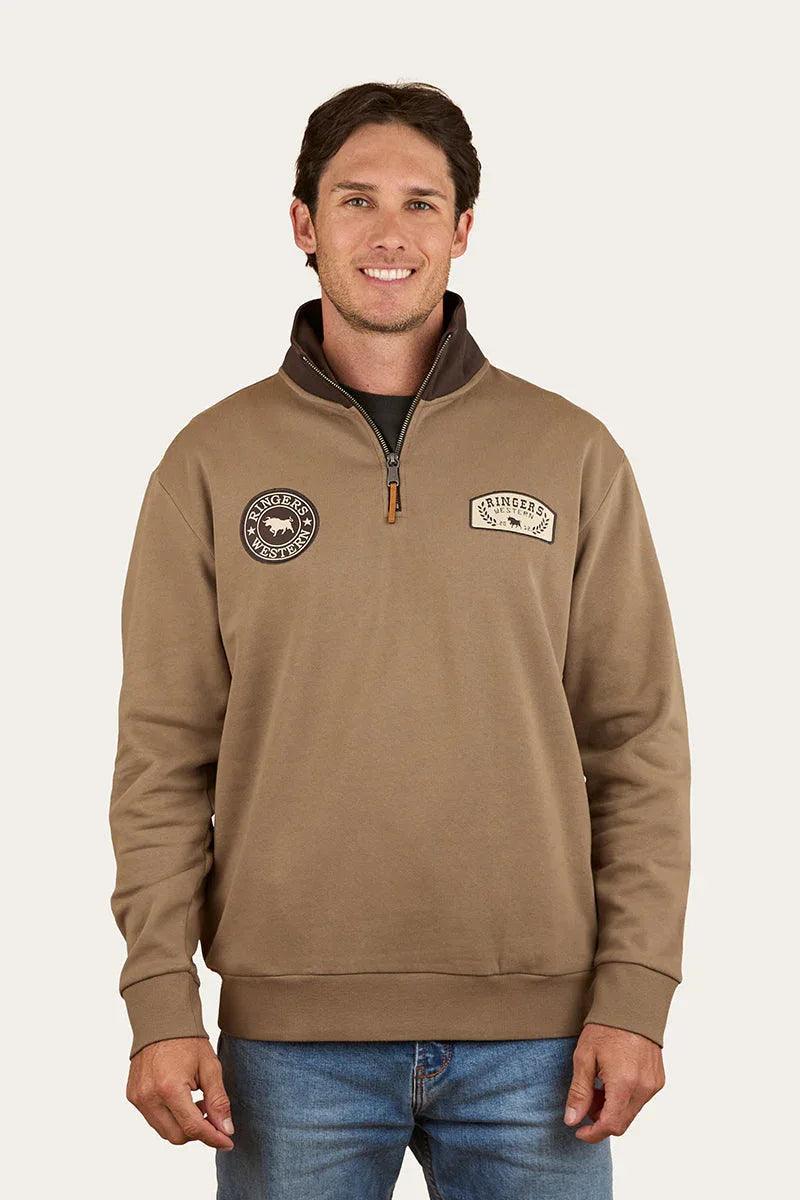 Ringers Western Lachlan Mens 1/4 Zip Crew - Mushroom