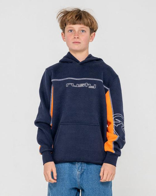 Rusty Titan Fleece Hoodie Boys - Navy Blue