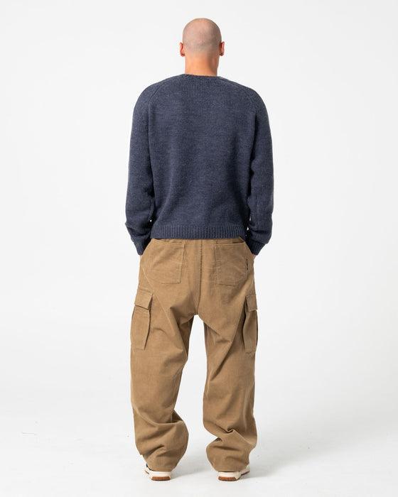Rusty Sea Captain Boxy Knitted Crew - Navy Blue
