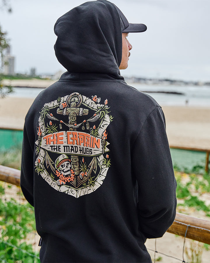 The Mad Hueys The Tiki Captain Hooded Pullover Black - Black