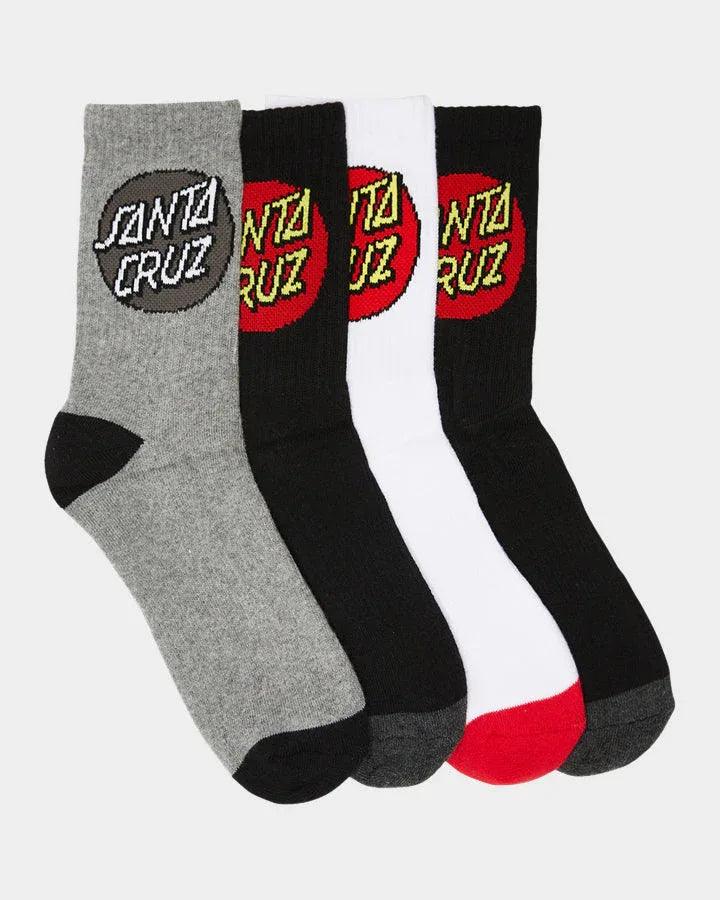 Santa Cruz Classic Dot Crew Sock 4 Pack - Youth 2-8 - Multi - Guys & Girls Surf n Street