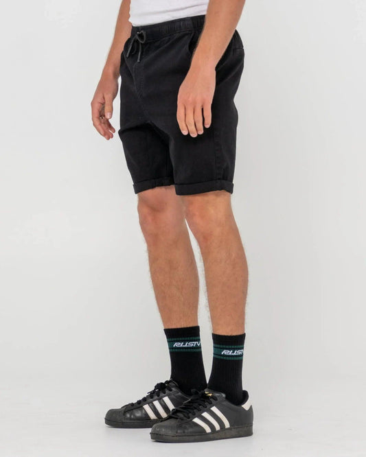 Rusty Hooked On Elastic Short - Black - Guys & Girls Surf n Street