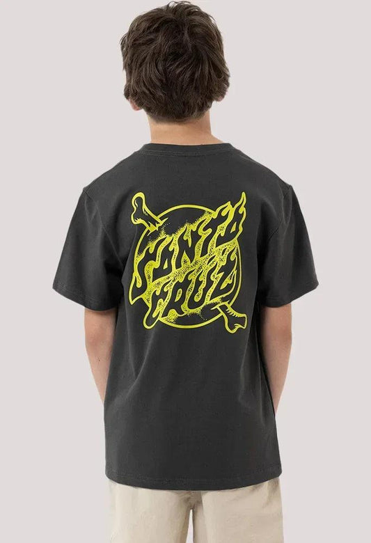 Santa Cruz Crossbone Dot Mono Centre Tee - Onyx - Guys & Girls Surf n Street