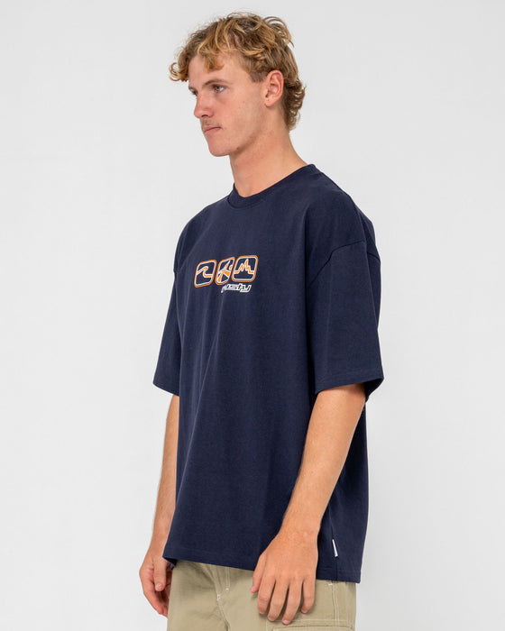 Rusty 3 Squared Short Sleeve Heavy Tee - Navy Blue