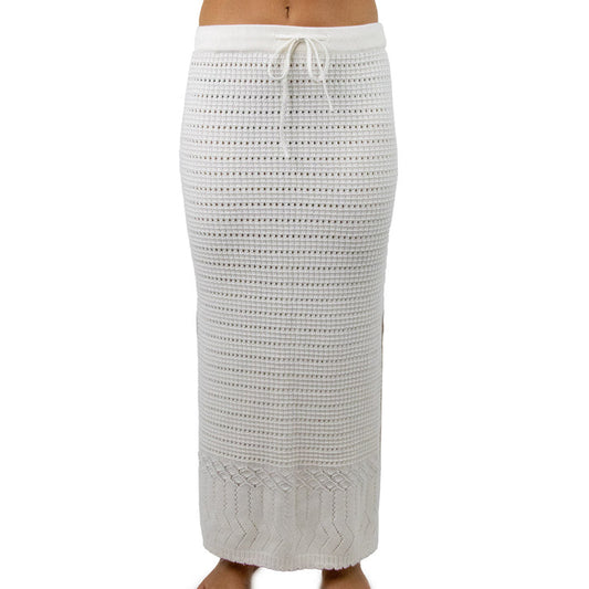 Carve Malibu Womens Crochet Long Skirt - Cream