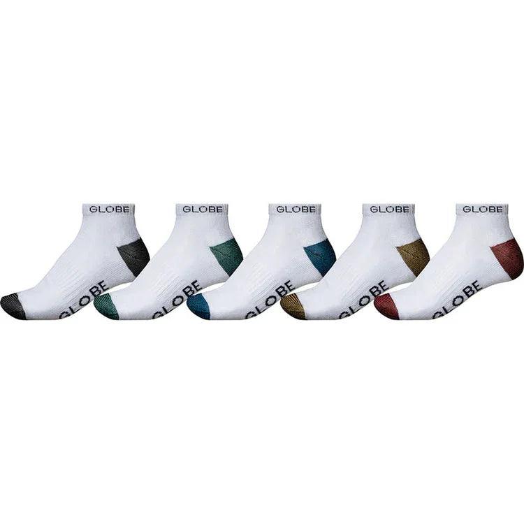 Globe Ingles Ankle Sock (7-11) 5 Pack - White - Guys & Girls Surf n Street