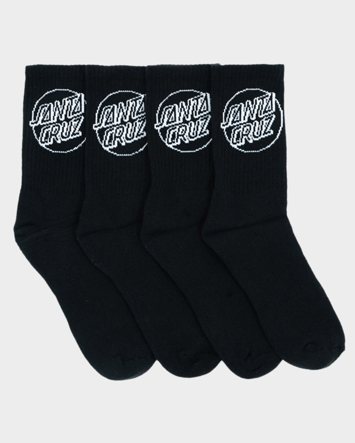 Santa Cruz Opus Dot Crew Sock 4 Pack Mens 7-11 - Black