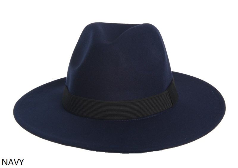 Mens Felt Fedora Hat - Navy