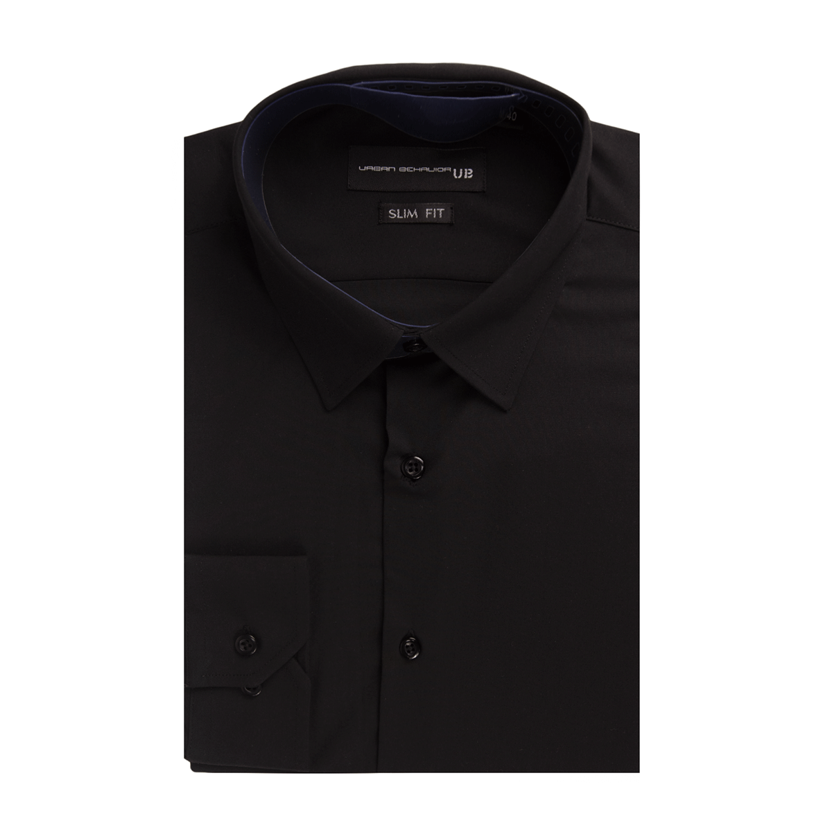 1129 Bamboo Slim Long Sleeve Shirt With Stretch - Black