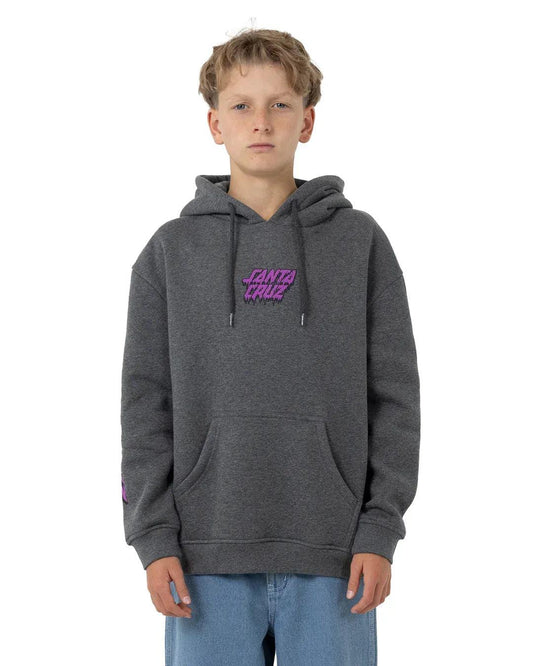 Santa Cruz Decaying Hand Centre Strip Oversized Hoodie - Dark Grey Marle - Guys & Girls Surf n Street