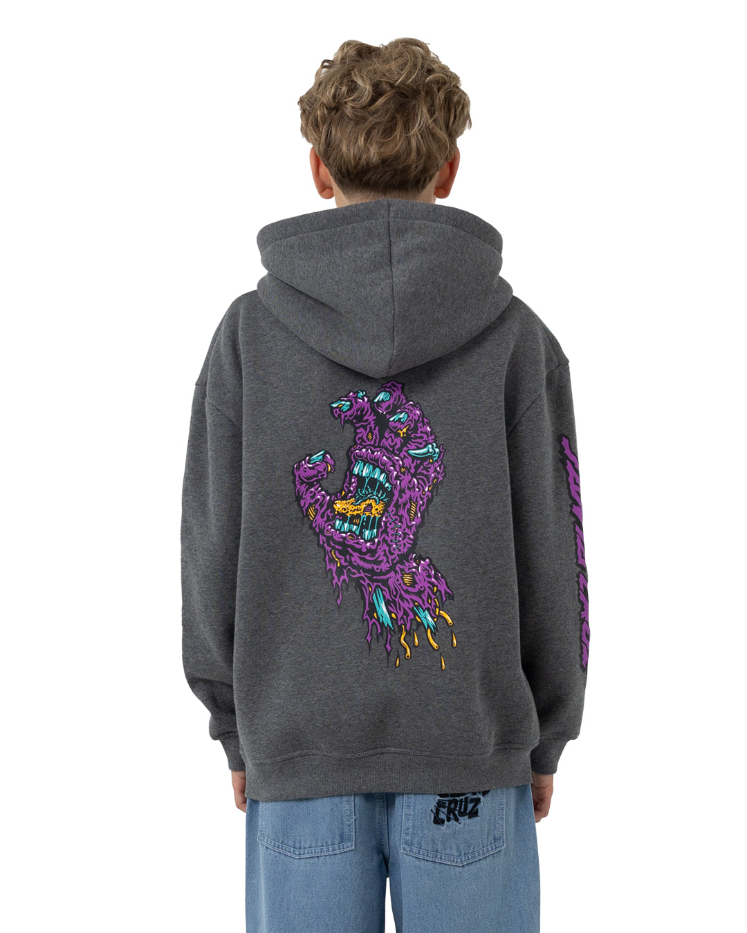 Santa Cruz Decaying Hand Centre Strip Oversized Hoodie - Dark Grey Marle