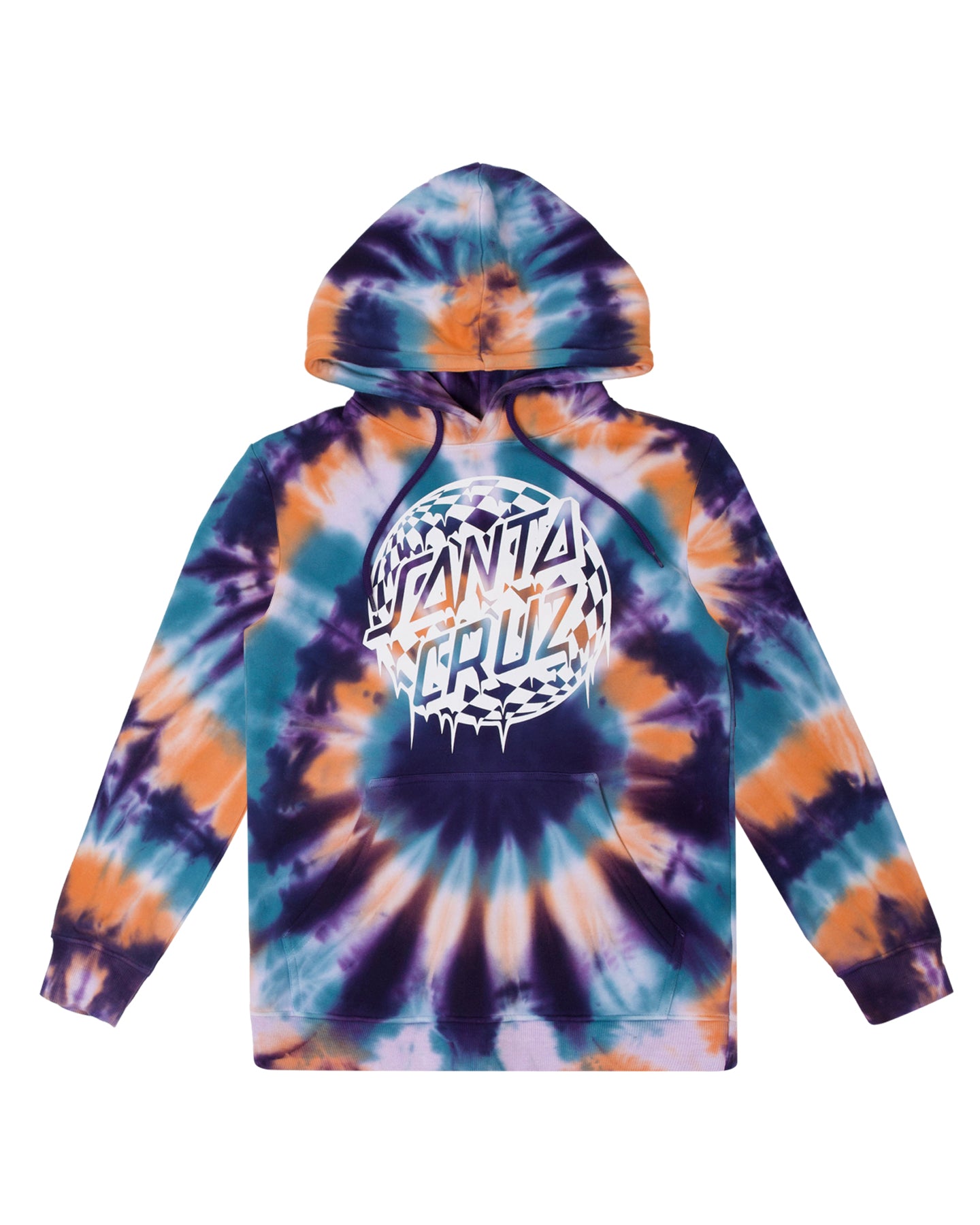 Santa Cruz Check Waste Dot Mono Front Hoodie - Navy Tie Dye