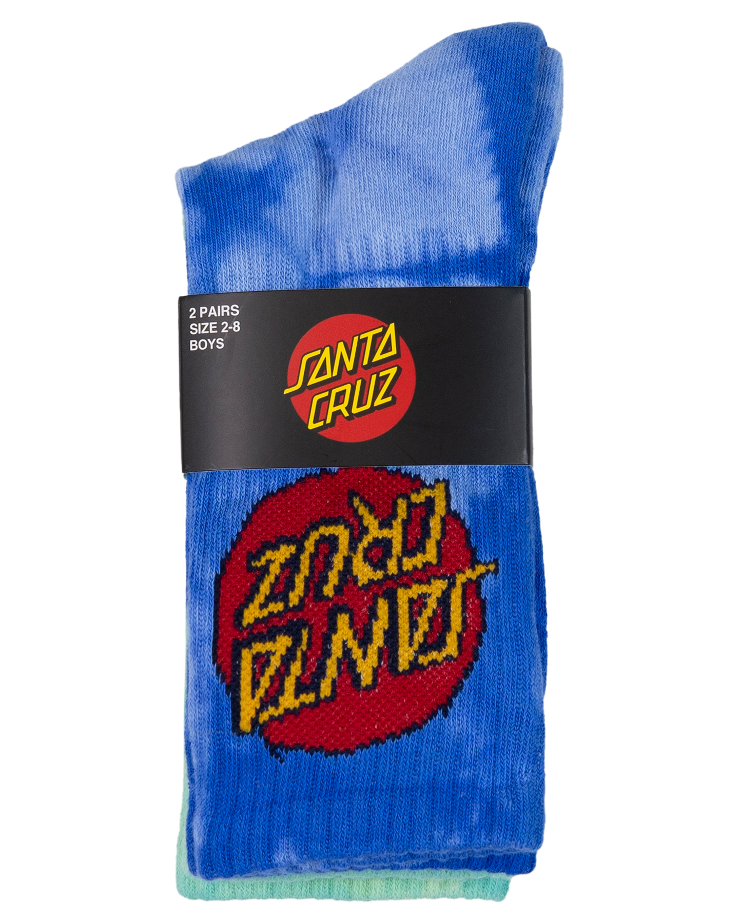 Santa Cruz Cruz Dye Crew Sock 2 Pack - Blue TieDye-Teal TieDye
