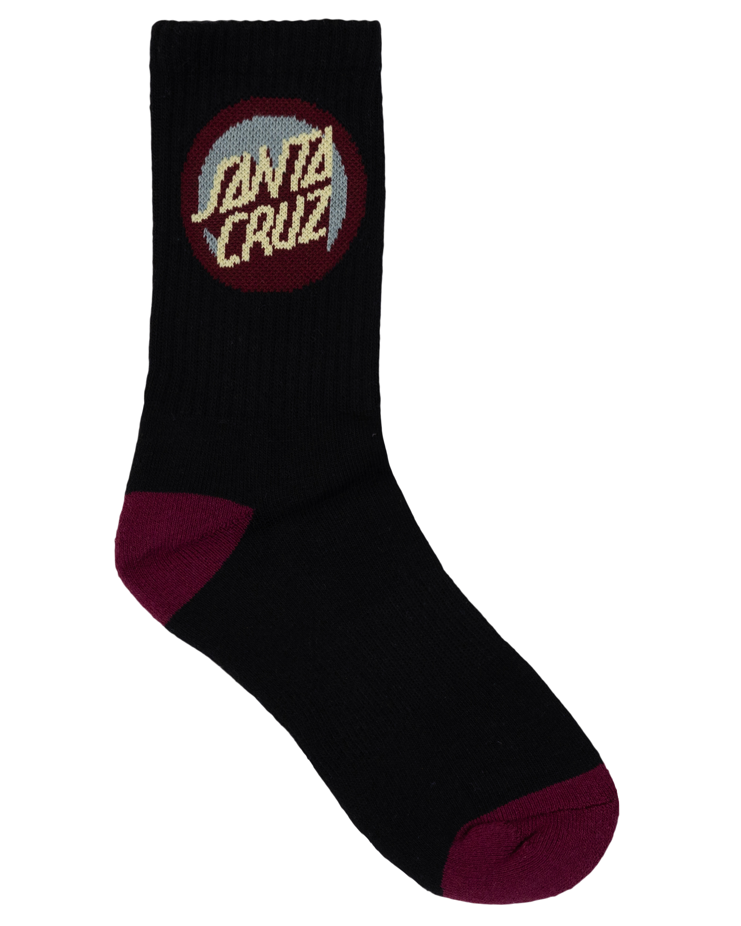 Santa Cruz Bold Shadow Dot Crew Sock 4 Pack - Black White- Grey Marle