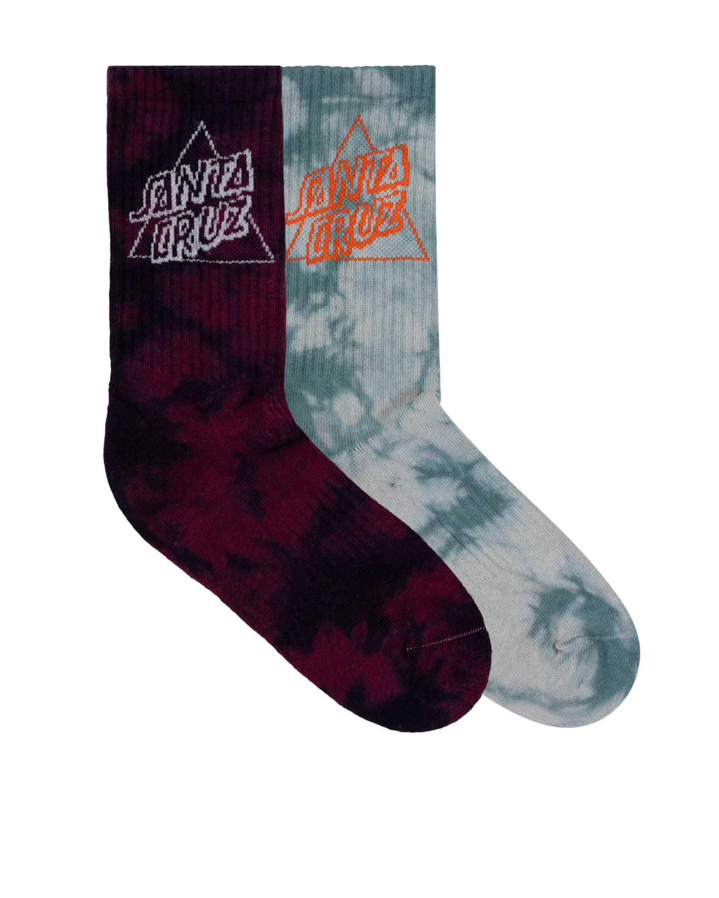 Santa Cruz Not A Dot Crew Sock 2 Pack - Maroon TieDye-Slate TieDye