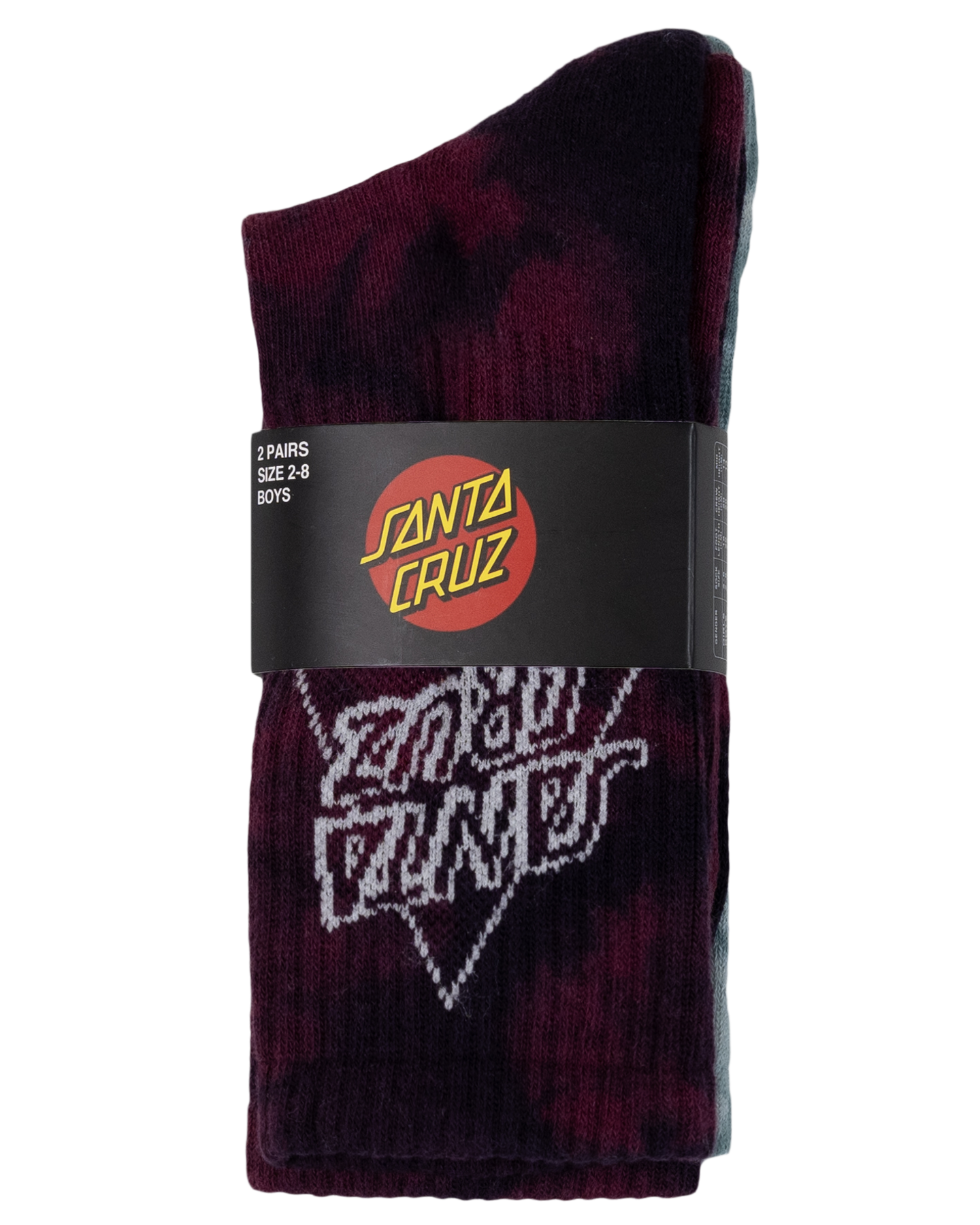 Santa Cruz Not A Dot Crew Sock 2 Pack - Maroon TieDye-Slate TieDye