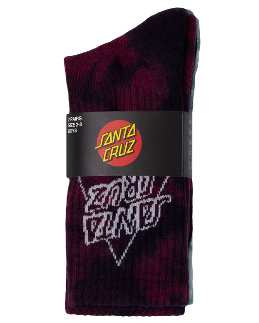 Santa Cruz Not A Dot Crew Sock 2 Pack - Maroon TieDye-Slate TieDye