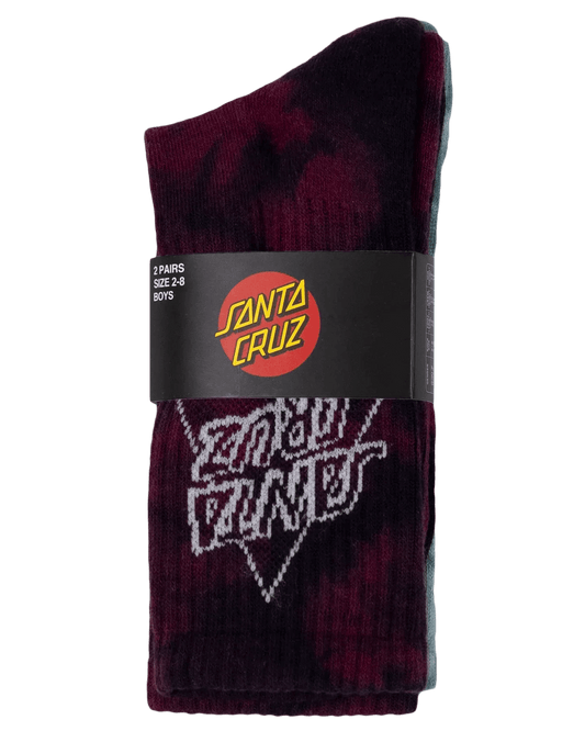 Santa Cruz Not A Dot Crew Sock 2 Pack - Maroon TieDye-Slate TieDye - Guys & Girls Surf n Street