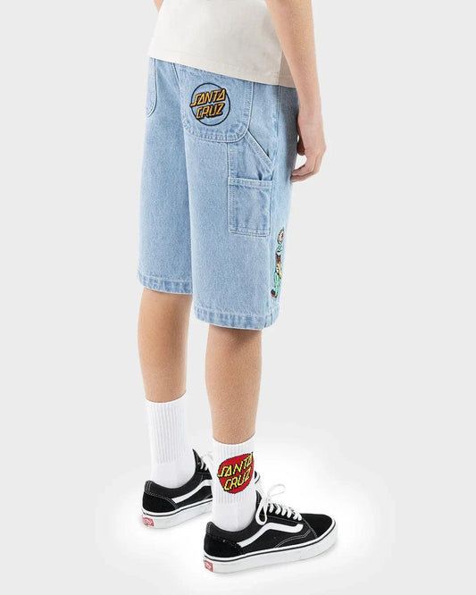 Santa Cruz Opus Grip Dot Carpenter Short - Bleached Denim - Guys & Girls Surf n Street