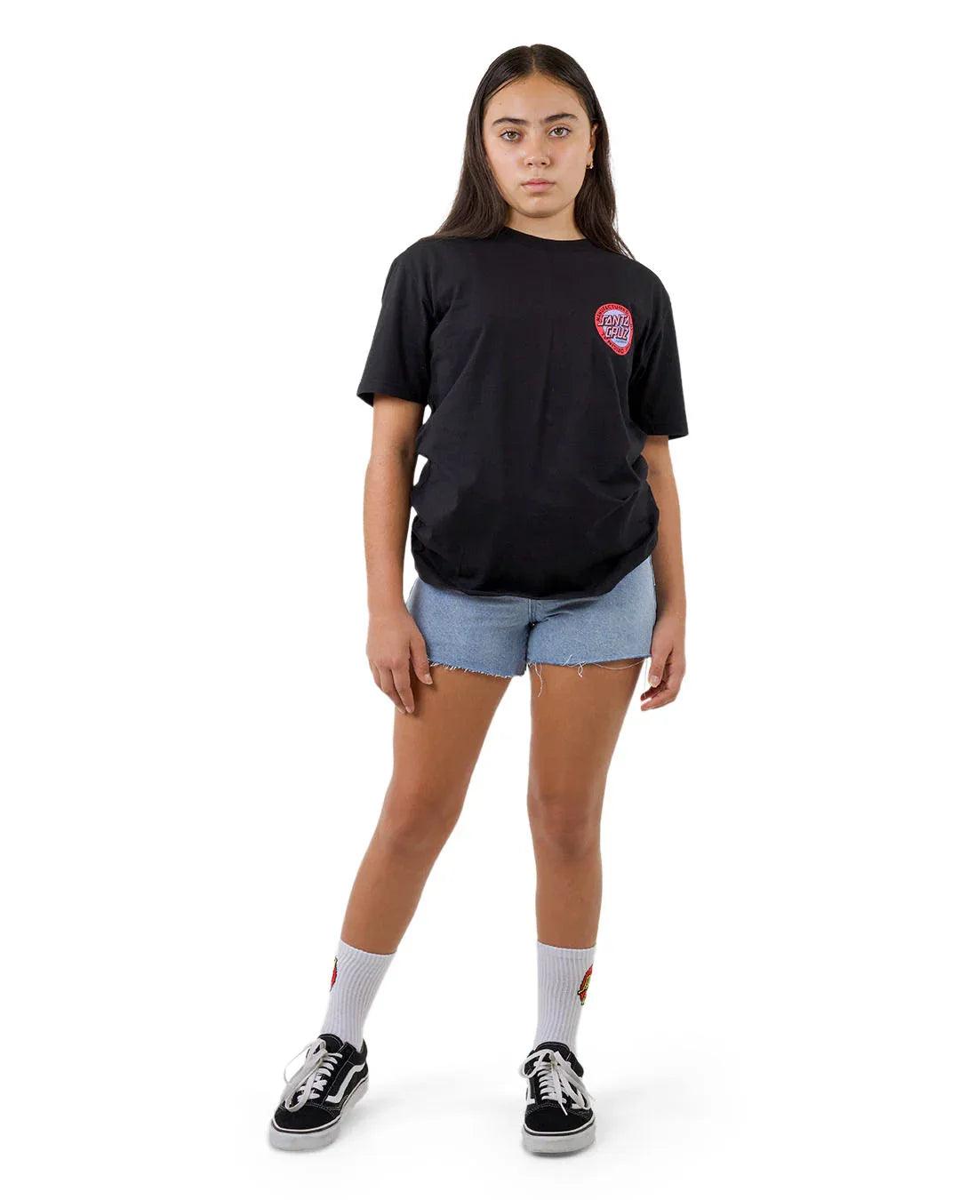 Santa Cruz MFG Retro Dot Reverse Tee - Black - Guys & Girls Surf n Street