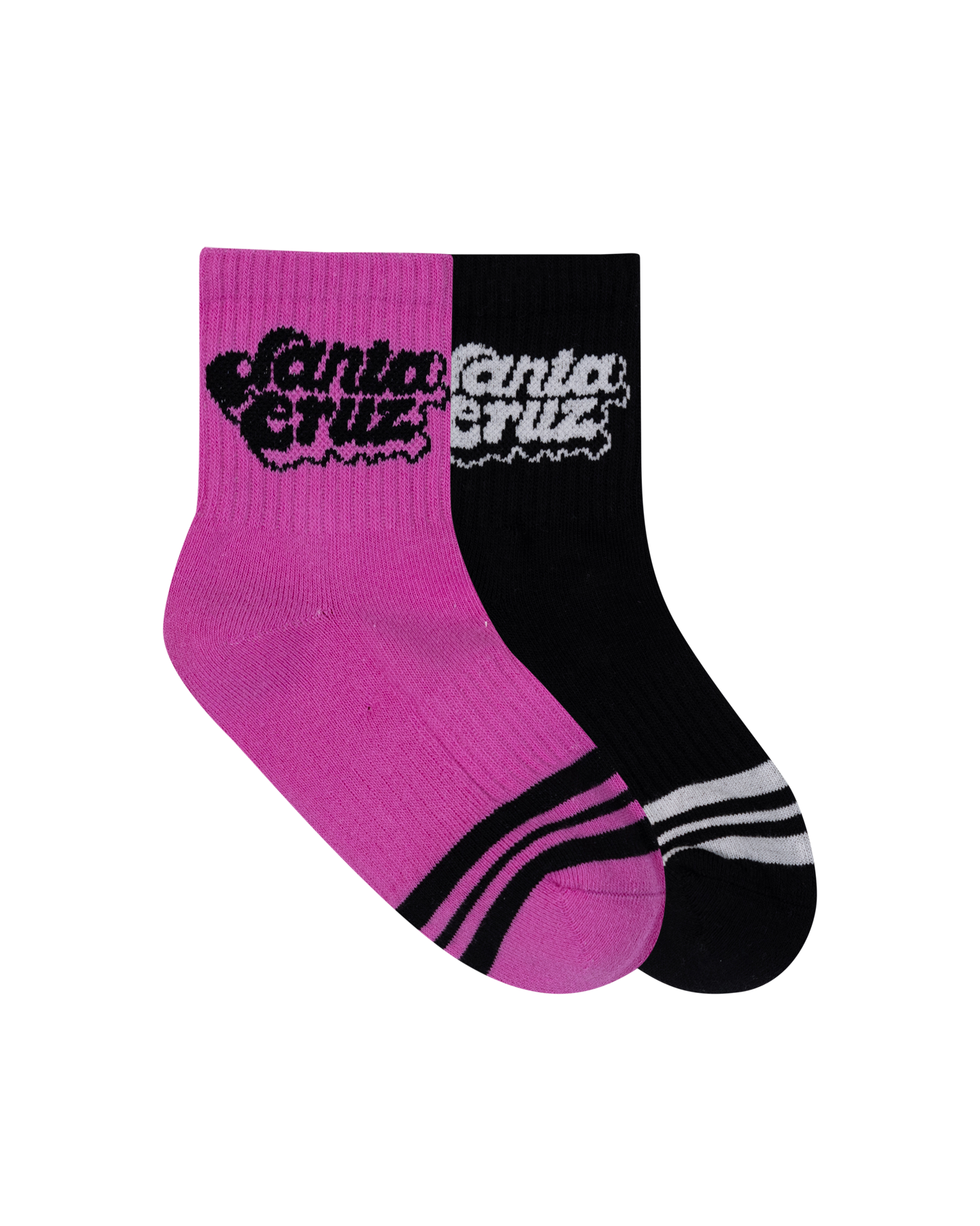 Santa Cruz Groovy Stack Mid Sock 2 Pack Girls - Black/Pink