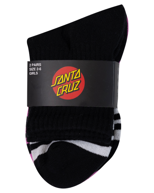 Santa Cruz Groovy Stack Mid Sock 2 Pack Girls - Black/Pink