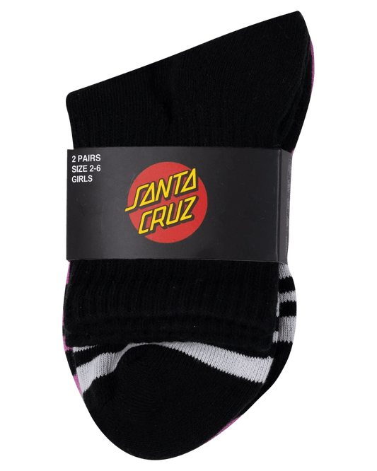 Santa Cruz Groovy Stack Mid Sock 2 Pack Girls - Black/Pink - Guys & Girls Surf n Street